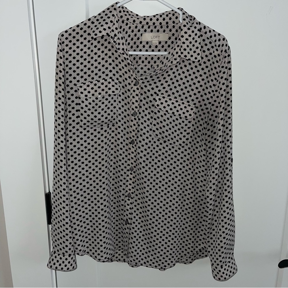 LOFT POLK A DOT BLOUCE SHIRT